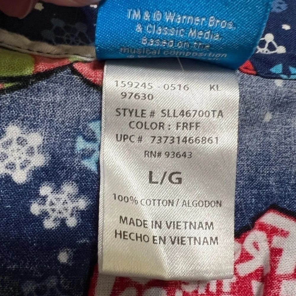 Warner Bros Frosty The Snowman Scrub Top Blue Snowman Snowflake Women Size L